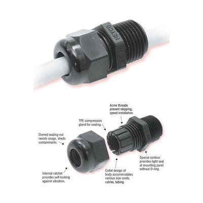 3200 by Heyco Products Corporation - LLTF 1/2 NPT BLACK NO NUT