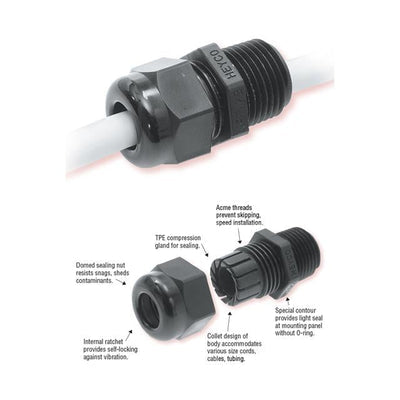 3231 by Heyco Products Corporation - LTF 1/2 NPT BLACK NO NUT