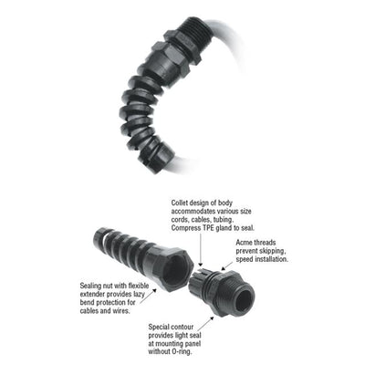 3239 by Heyco Products Corporation - FLEX LTF 3/4 NPT BLACK NO NUT