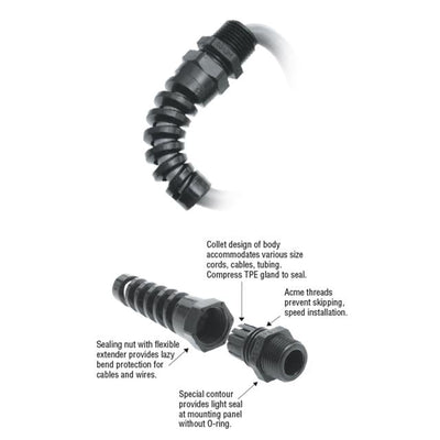 3251 by Heyco Products Corporation - FLEX LTF 1/2 NPT BLACK NO NUT