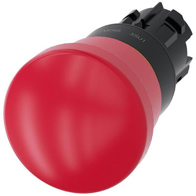 3SU10001HA200AA0 by Siemens - EMERG-STOP, PUSH PULL RED MH CAP