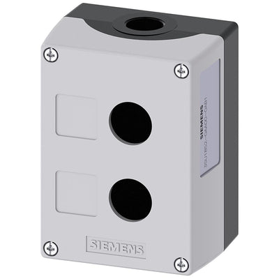 3SU18520AA000AB1 by Siemens - ENC METAL,GREY TOP, 2 HOLE, 22MM