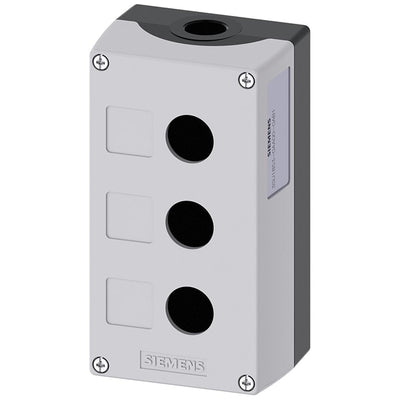 3SU18530AA000AB1 by Siemens - ENC METAL,GREY TOP, 3 HOLE, 22MM