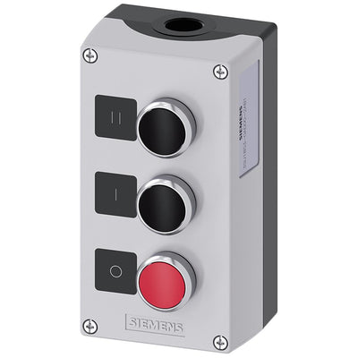 3SU18530AD002AB1 by Siemens - ENC METAL, 3-PUSHBUTTONS, BLK, B