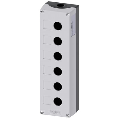 3SU18560AA000AB1 by Siemens - ENC METAL,GREY TOP, 6 HOLE, 22MM