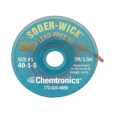 40-1-5 by Chemtronics - DESOLDR BRAID LEAD FREE 0.03"" 5