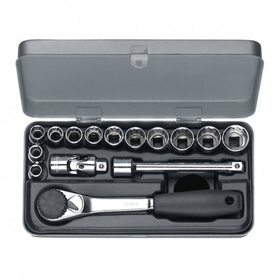 60294 by Wiha - SOCKT SET W/HNDL 12PNT 3/8"" 15PC