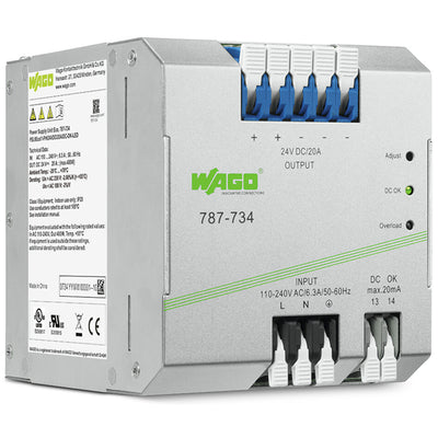 787-734 by WAGO Corporation - AC/DC DIN RAIL SUPPLY 24V 480W