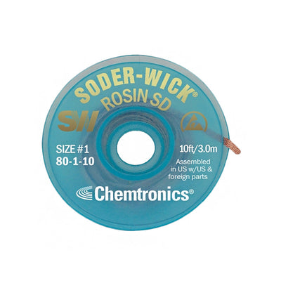 80-1-10 by Chemtronics - DESOLDER BRAID ROSIN 0.03"" 10