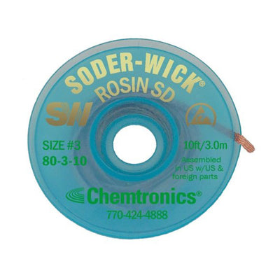 80-3-10 by Chemtronics - DESOLDER BRAID ROSIN 0.08"" 10