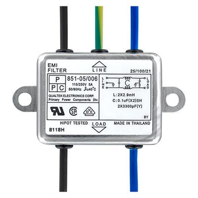 851-05/006 by Qualtek - LINE FILTER 115/250VAC 5A CHAS