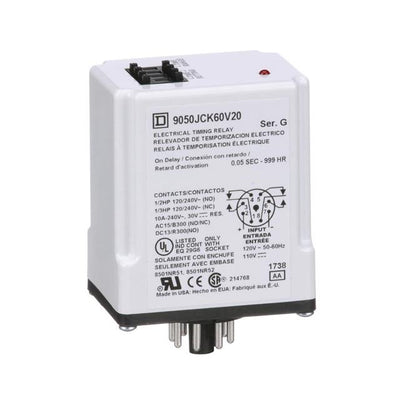 9050JCK60V20 by Schneider Electric - TIMING RELAY, TYPE JCK, PLUG IN,