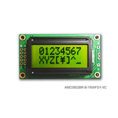 AMC0802BR-B-Y6WFDY-I2C by Orient Display - LCD COB CHAR 8X2 Y/G TRANSF I2C