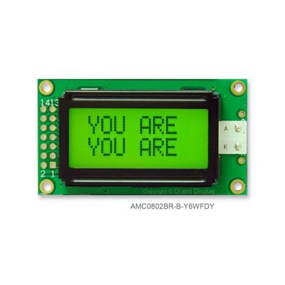 AMC0802BR-B-Y6WFDY by Orient Display - LCD COB CHAR 8X2 Y/G TRANSF