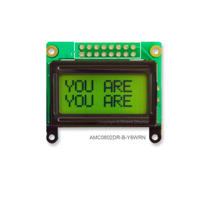 AMC0802DR-B-Y6WRN by Orient Display - LCD COB CHAR 8X2 Y/G TRANSF
