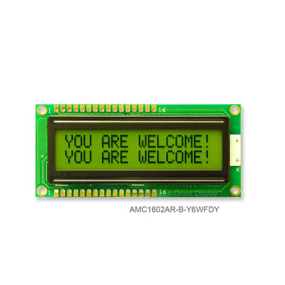 AMC1602AR-B-Y6WFDY by Orient Display - 16X2 CHARACTER STN POS YG