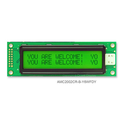 AMC2002CR-B-Y6WFDY by Orient Display - 20X2 CHARACTER LCD STN YG
