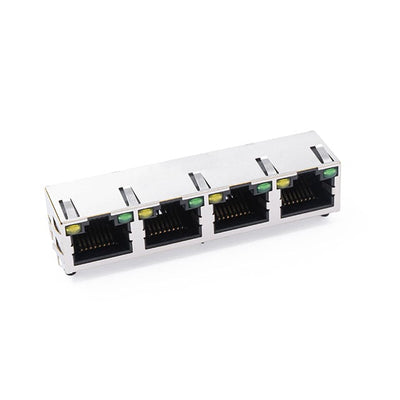 AR14NM-4601I by Allied Components International - 1x4 RJ45 Connector, NM, LEDs Y/G