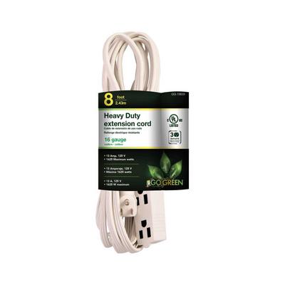 GG-19608 by GoGreen Power - CORD 16 AWG 8' WHITE