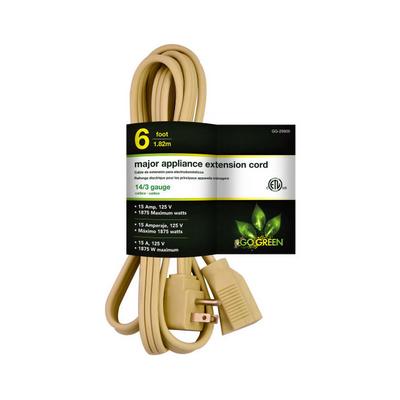 GG-25606 by GoGreen Power - CORD 14 AWG 6' BEIGE APPLIANCE