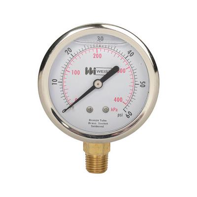 LF251-060-4L by Weiss Instruments - LIQUID FILLED 2-1/2"" DIAL, 1/4