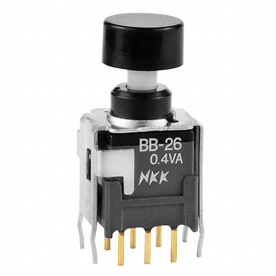 BB26AB-HA by NKK Switches - PUSH SWITCH DPDT 0.4VA 28V