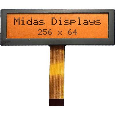 BTHQ256064AV-FETF-06-LED-AMBER by Midas Displays - 256X64 GRAPHIC CHIP-ON-GLASS LCD