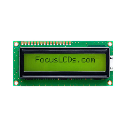 C162ALBSYLY6WTC3PAA by Focus LCDs - 16X2 STN YELLOW/GREEN CHARACTER