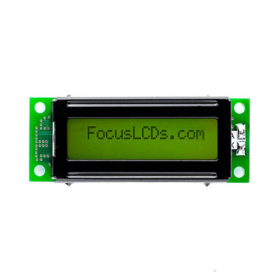 C162ALBSYSY6WT33PAB by Focus LCDs - 16X2 STN YELLOW/GREEN CHARACTER