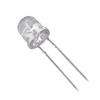 LED light bulb with two leads on a white background