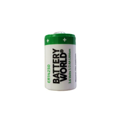 ER14250S by BATTERY WORLD - ER14250 1/2AA STD 3.6V CMOS/PLC/