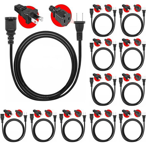 EXC BLK 10FT 12 Pcs by 5 Core Inc - 12Pcs 10ft Extension Cord 2Prong