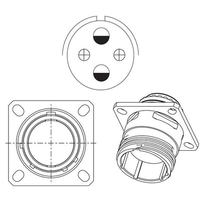 HV00RF15-54S by Amphenol Aerospace Operations - ALUMINUM FLANGE MOUNT, STANDARD