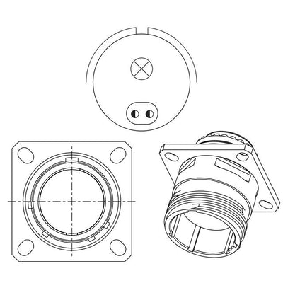 HV00RF23-59P by Amphenol Aerospace Operations - ALUMINUM FLANGE MOUNT, PIN CONTA