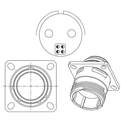 HV00RF25-56R by Amphenol Aerospace Operations - ALUMINUM FLANGE MOUNT, RADSOK CO