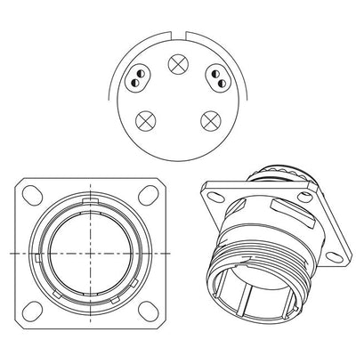 HV00RF37-57P by Amphenol Aerospace Operations - ALUMINUM FLANGE MOUNT, PIN CONTA