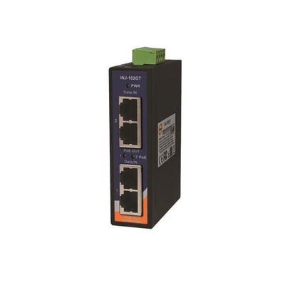 INJ-102GT by ORing Networking - INDUSTRIAL 2-PORT HIGH POWER POE