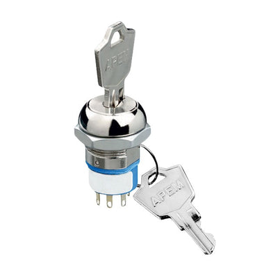 LK6DNB126N3 by APEM Inc. - SW KEYLOCK DP3T 4A 125V CHROME
