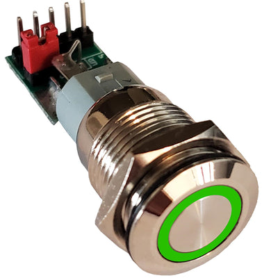 LS-16-H-G by LogiSwitch - 16MM DEBOUNCE PB SW HDR LED GR