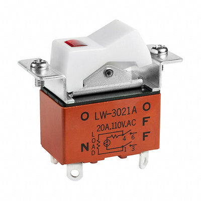 LW3021A by NKK Switches - ROCKER SWITCH DPST 20A 110V
