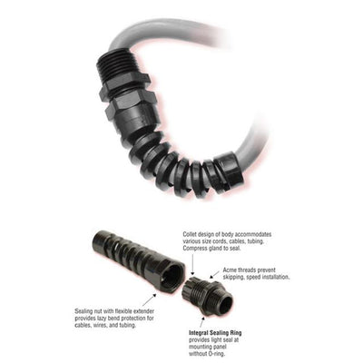 M3251 by Heyco Products Corporation - FLEX LTCG 1/2 NPT BLACK NO NUT