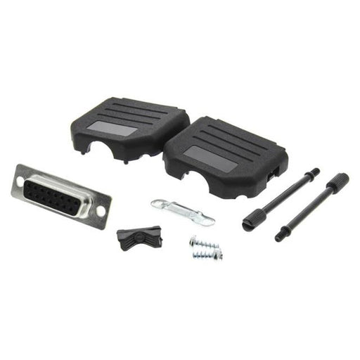 MHDPPK15-DB15S-K by MH Connectors - 15 WAY D-SUB HOOD PLASTIC SNAP L