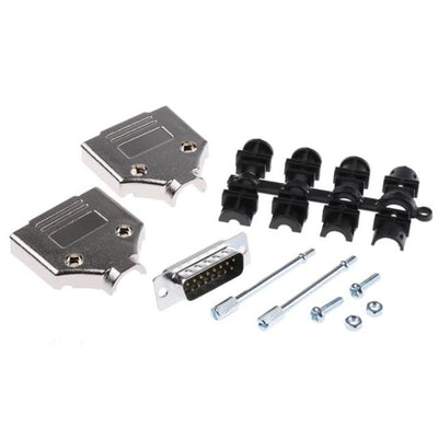 MHDTPK15-DB15P-K by MH Connectors - 15 WAY D-SUB HOOD METPLAS TOP EN