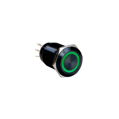 MPI005R28LAGN12 by Bulgin - SWITCH PB SPCO ILLUM GRN ALUM