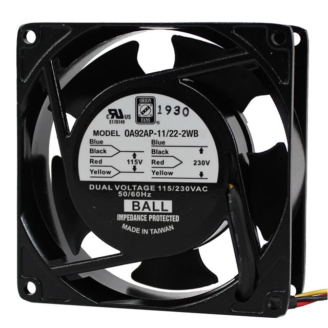 OA92AP-11/22-2WB by Orion Fans - DUAL VOLTAGE 92X25MM 115/230VAC