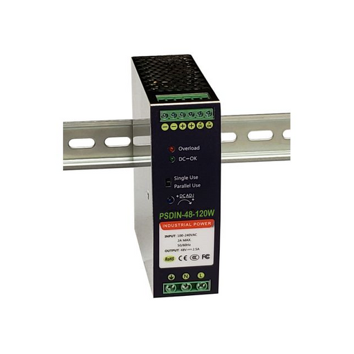 PSDIN-48-120W by Tycon Systems Inc. - AC/DC DIN RAIL SUPPLY 48V 120W