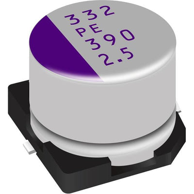 6SVPE390M by Panasonic Electronic Components - ALUMIN CAP POLY 390UF 20% 6.3V SMD