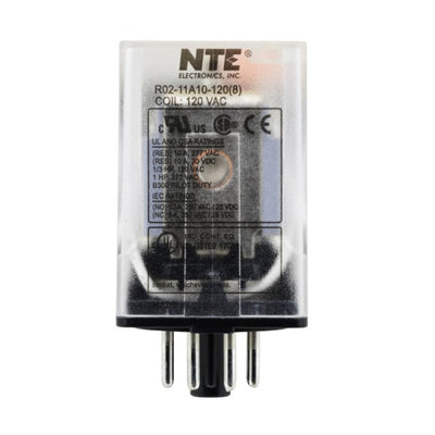 R02-11A10-120 by NTE Electronics, Inc - RELAY GEN PURPOSE DPDT 10A 120V