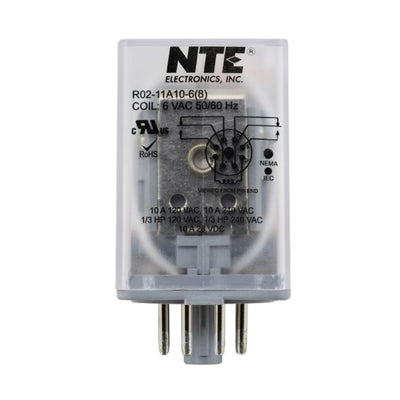R02-11A10-6 by NTE Electronics, Inc - RELAY GEN PURPOSE DPDT 10A 6V
