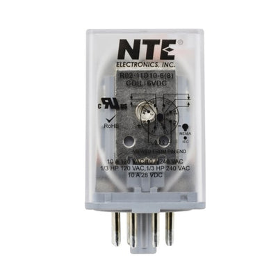 R02-11D10-6 by NTE Electronics, Inc - RELAY GEN PURPOSE DPDT 10A 6V